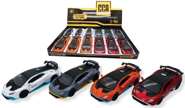 TOP CARS – CCA – Lamborghini Huracan STO – Modellino cm12 c/porte apribili – c/pull-back and go In espo da 12pz (40x27cm) 4ass…x12…x48